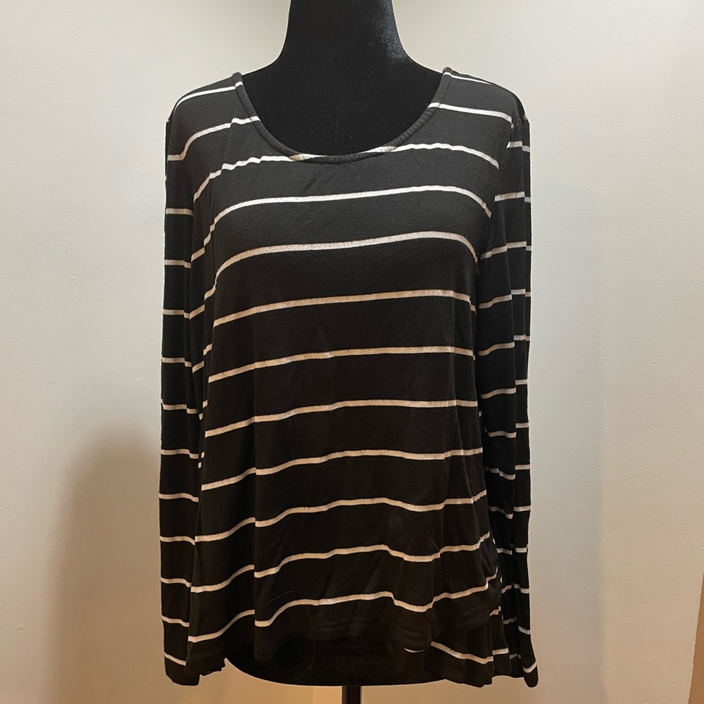 3/$20 Black and White Striped Long Sleeve Tee